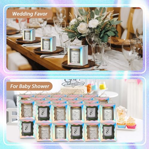ReliThick 100 Set Candle Gift Box Transparent Gift Packaging Box for 4-10 oz Candles 50 Paper Thank You Tag Bundle Hemp Ro...