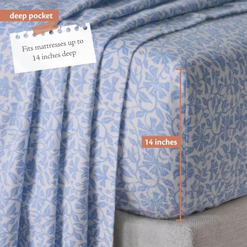 Indigo Ink Queen Size 4-Piece Sheet Set - Fitted & Flat Sheets & Pillowcases | Medium Weight | Soft & Breathable | Durable...