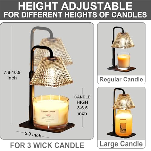 MUJTEO Candle Warmer Lamp with Timer Dimmer Adjustable Height,Electric Dimmable Wax Warmer for Scented Jar Candles,Mom Bir...