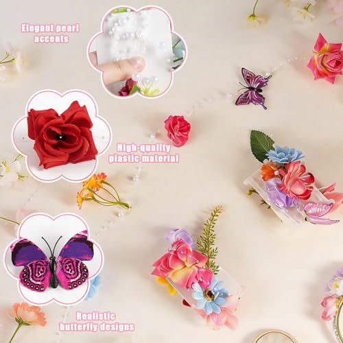 5pcs 36 ft Flower Garland Artificial Hanging Wildflower Garland Fake Silk Flower Vines Floral Garlands with Butterfly for ...