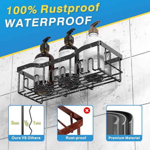 EUDELE Adhesive Shower Caddy, 5 Pack Rustproof Stainless Steel Bath Organizers With Large Capacity, No Drilling Shelves fo...