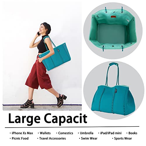 QOGiR Neoprene Multipurpose Beach Bag Tote with Inner Zipper Pocket … … … …