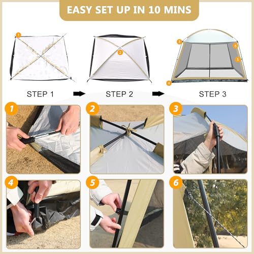 GREGIN Screen House Room 11x11 Ft Mesh Net Tent Canopy Shelter Gazebo, Easy Setup & Waterproof & Sunshade, Suitable for Ca...