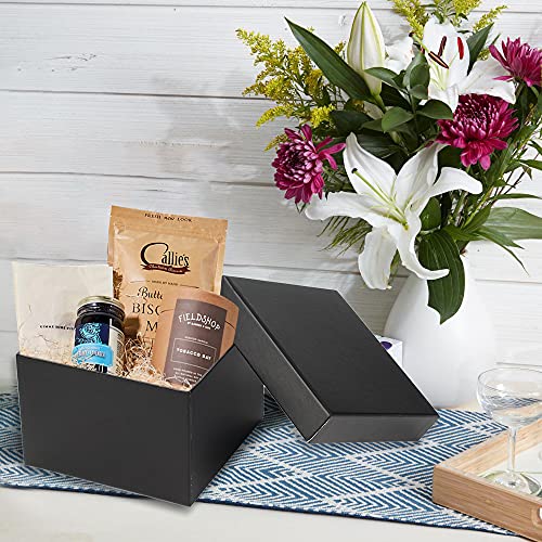 Briful Square Gift Boxes with Lids Set of 4 Black Gift Box Assorted Sizes Nesting Gift Boxes for Presents Birthday Bridesm...