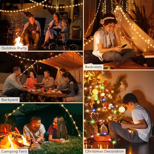 KUQIHUG Camping String Lights, Quick Storage 32.8FT Rechargeable Tent Lights String with 8 Modes, Hanging Waterproof Porta...