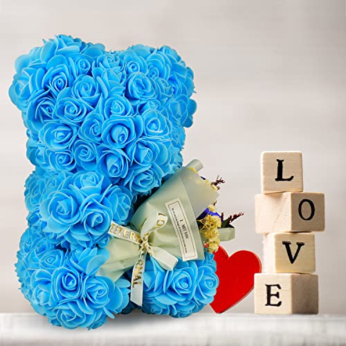 K KYMAKE Valentine's Day Gifts for Women, Handmade Rose Teddy Bear Flower Bear, Birthday Gifts for Her, Forever Preserving...