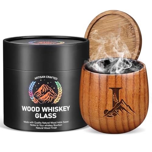 Argefkeen Charred Wooden Whiskey Glasses Personalized Bourbon Drinking Glass Ideas Gifts for Men Husband, Dad, Brother, Wh...