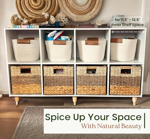 CHI AN HOME 11 Inch Cube Storage Bins, Wicker Storage Baskets for Cube Shelf, Natural Foldable Square Baskets for Storage,...