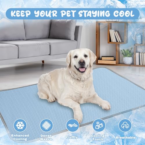 Buvlnee Summer Dog Cooling Mat Washable Ice Silk Self Cool Pad for Small Medium Large Dogs and Cats, Pet Sleeping Pad for ...