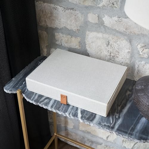 ZICOTO Decorative Photo Storage Box with Lid - A Beautiful Linen Organizer Perfect to Safely Store Your Pictures, Document...