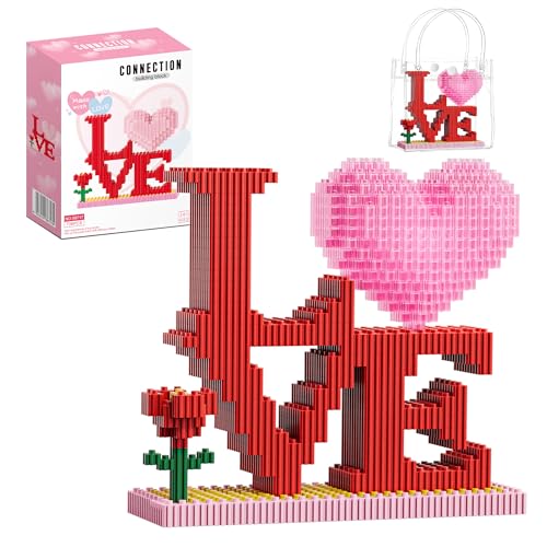 Romantic Love Shaped Building Set, Heart Ornament Building Toy Kit, Flowers Micro Building Blocks - Valentine's Day Gifts ...