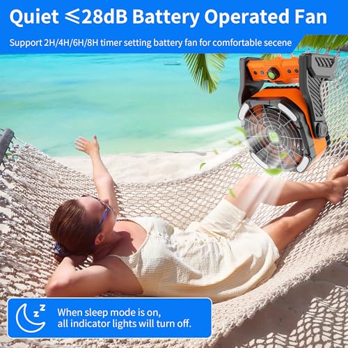 Camping Fan with LED Lantern, Portable Fan Rechargeable Battery Powered Fan for Outdoor Camping Fans, 270°Head Rotation Be...
