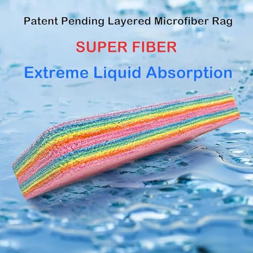 Microfiber Super Fiber Rag, 12 Fiber Layer on 1 Rag, Perfect Cleaning Cloths, Extraordinary Liquid Absorption Ability, Sta...