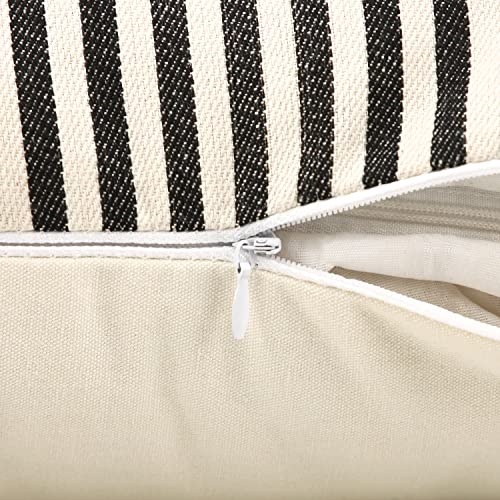 Set of 2 Farmhouse Decor Striped Patchwork Linen Throw Pillow Covers,Modern Brown Faux Leather Accent Pillow Covers 18x18 ...