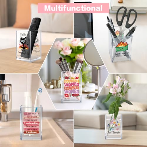 Vgrti Just Breathe Acrylic Cosmetic Pencil Pen Holder Cup, Hope Inspirational Makeup Brush Organizer Holder, Women Faith G...