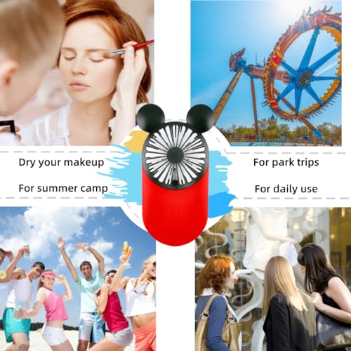 DecoLife Cute Handheld Mini USB Fan, Rechargeable Portable Fan, 3 Adjustable Speeds and Wearable Accessories, Pocket Size ...