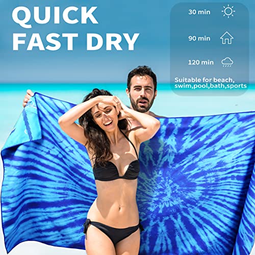 2 Pack Lightweight Thin Beach Towel Oversized 71"x32" Big Extra Large Microfiber Sand Free Towels for Adult Quick Dry Trav...