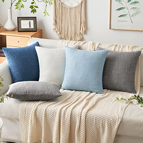 MIULEE Pack of 2 Decorative Linen Burlap Textured Pillow Covers Farmhouse Boho Accent Pillowcases Spring Coastal Home Deco...