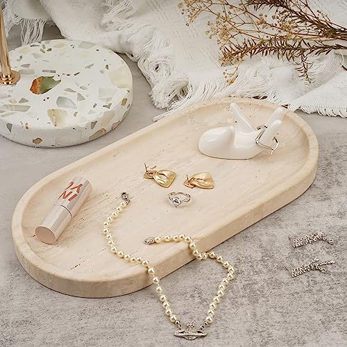Koville Italian Travertine Tray, 12"x6" Vanity Decorative Marble Tray for Countertop, Catchall Tray for Perfume, Candles, ...
