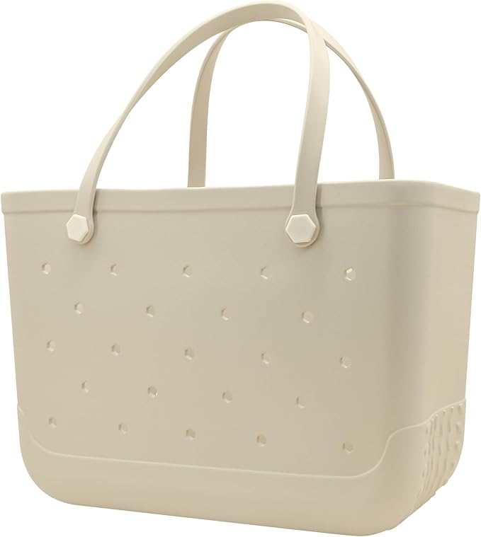 Beach Totebag X-Large Waterproof Sandproof Rubber Beach Tote Bag with Zipper Pocket and Phone Kickstand Cup