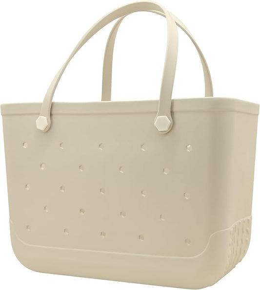 Beach Totebag X-Large Waterproof Sandproof Rubber Beach Tote Bag with Zipper Pocket and Phone Kickstand Cup