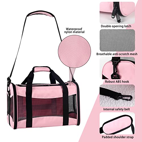Cat Carrying Case - Pet Carrier Airline Approved, Protable and Breathable Pet Travel Carrier Removable Fleece Pad, Collaps...