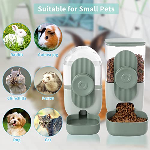 Lemtrflo Hanging Automatic Food and Water Dispenser, Gravity Rabbit Feeder Set, Cage Cat and Bunny Food Bowl (Cage Grid Sp...