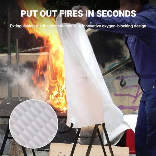 Lancryen Emergency Fire Blanket, Fire Extinguisher Blanket, Fire Suppression Fabric, Flame Retardant Towel Fire Safety Clo...