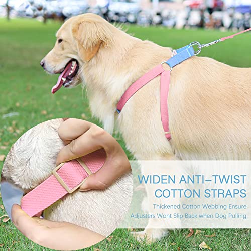 No Pull Dog Harness and Leash Set, Step in Dog Halter Harness with Poop Bag Holder, Adjustable Lightweight Cotton Straps S...