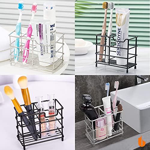 Urbanstrive 304 Stainless Steel Bathroom Toothbrush Holder Toothpaste Holder Stand Bathroom Accessories Organizer (Black, ...