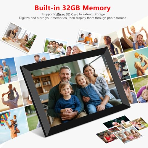 FRAMEO Digital Photo Frame, 10.1 Inch WiFi Digital Picture Frame with 1280x800 IPS HD Touch Screen, 32GB Storage Auto-Rota...