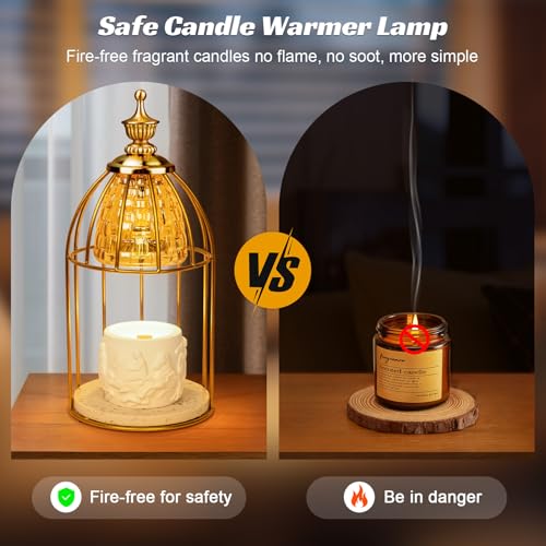 Shang Chiang TantaScent Electric Candle Warmer Lamp in Vintage Birdcage Design with Timer – Scented Jar Candle Melter for ...