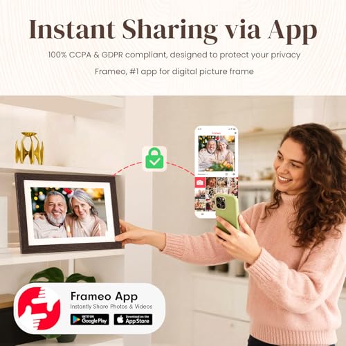 BIHIWOIA 10.1'' Frameo Digital Picture Frame, 32GB WiFi Digital Photo Frame, 1280x800 IPS Touch Screen, Auto-Rotate, Slide...