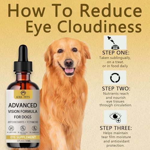 Aura Pets Advanced Vision Formula for Dogs - Eye Health Support with Lutein, Zeaxanthin & Astaxanthin - Helps Maintain Cle...
