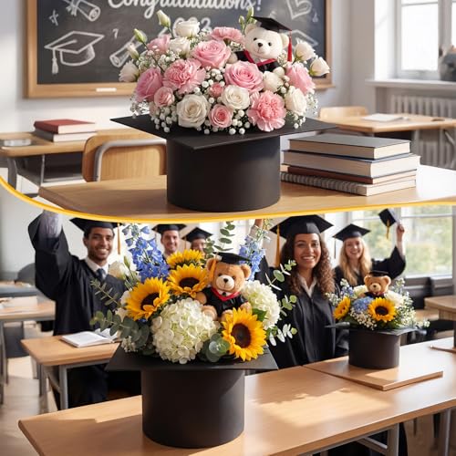 Tinlade Graduation Cap Flower Box with Foam Blocks Empty Graduation Gift Container Class of 2026 Candy Bouquet Box for Gra...