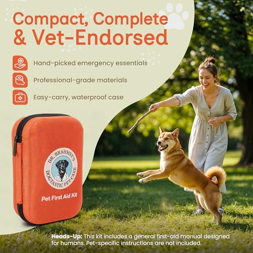 Dr Brahmsy’s Pet First Aid Kit for Dogs and Cats - Vet-Approved Essential Survival and Emergency Supplies for Home, Trave...