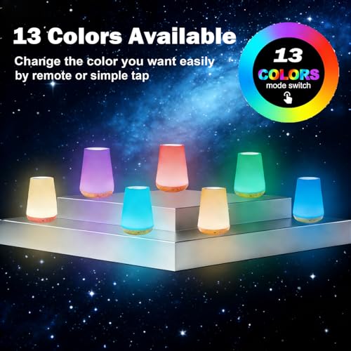 ROYFACC LED Night Light Touch Lamp Bedside Table Lamp for Kids Bedroom Rechargeable Dimmable with Remote Control Warm Whit...