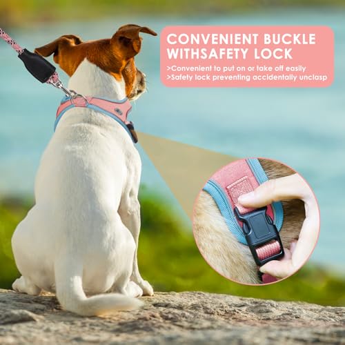 Dog Harness and Leash Set, No Pull Saddle Style Pet Harness, Breathable Mesh Adjustable Reflective Dog Vest for Dogs and C...