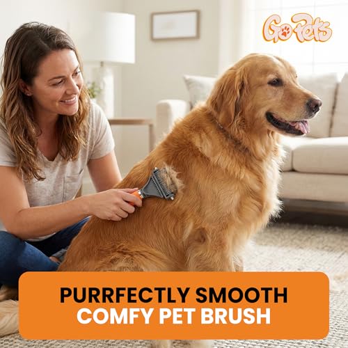 GoPets 2-in-1 Dematting Comb for Dogs, Pet Grooming Rake, Double-Sided Dog Brush for Shedding, Deshedding Brush for Cats, ...