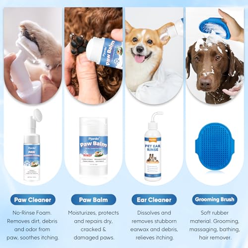Pjordo Dog Wipes Cleaning Deodorizing, Grooming Wipes & Paw Cleaner, Pet Cleaning Kit for Teeth, Ears, Eyes, Paw, Body, Ea...