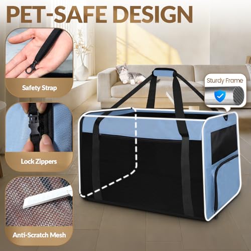 Petskd 26"x17"x17" Extra Large Cat Carrier with Litter Box for Large Cat or 2 Small Cats under 55LBS, Collapsible Soft Sid...