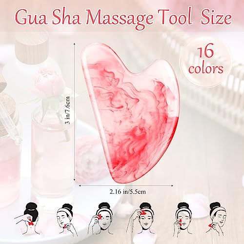 Sherr 16 Pcs Gua Sha Facial Tools Gua Sha Stone Facial Massage Tools Face Massager for Body Spa Acupuncture Relieve Muscle...