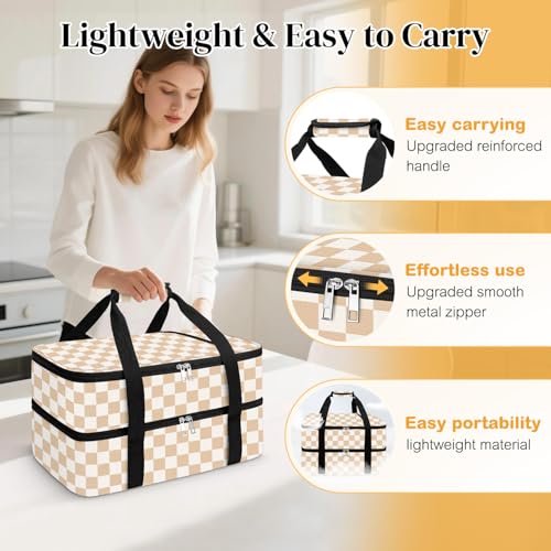Coobiiya Insulated Casserole Carrier,Lasagna Lugger Tote Keeps Food Hot or Cold,Thermal Lunch Bag Warmer & Cooler Carrier ...