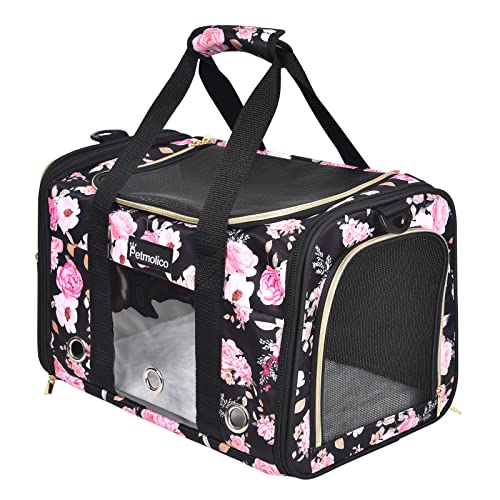 Petmolico Cat Carrier Soft-Sided Pet Bag for Small Medium Cats Puppies 16LBs - Airline Approved Pet Travel Carrier 3 Open ...