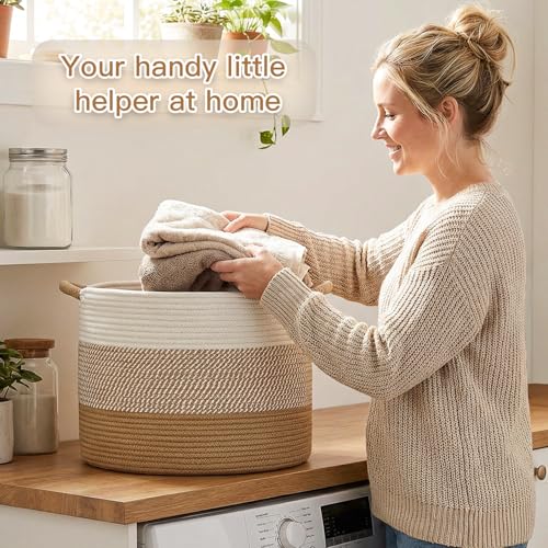 Artfeel 70L Large Cotton Rope Basket, Decorative Woven Blanket Storage for Living Room, Boho Toy Storage & Toy Box for Kid...