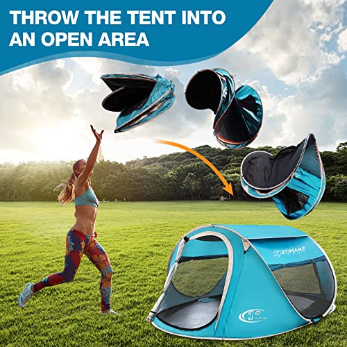 Easy Pop Up Tent 2-4 Person Waterproof - Pop-Up Camping Tents Automatic Tent Throw Pop Up Instant Flip Pop Tent for Campin...