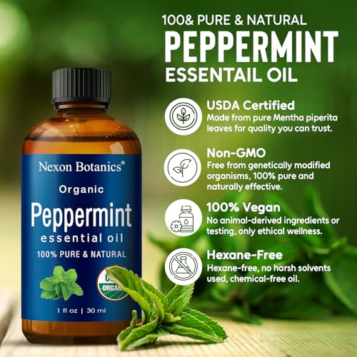 Organic Peppermint Essential Oil 30 ml - Pure, Natural Oils for Aromatherapy, Diffusers, DIY, Candle and Soap Making Scent...
