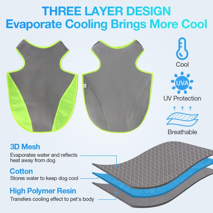 COMFPET Dog Cooling Vest, Lightweight Cooling Vest for Small Dogs (44-66lbs), Adjustable and Comfortable Cooling Jacket - ...