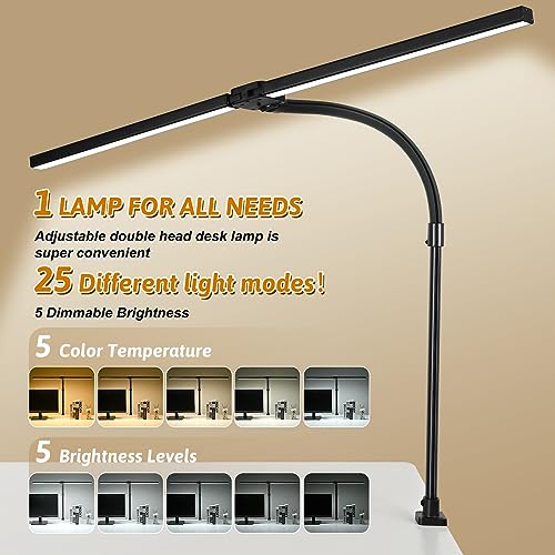 MACASA LED Desk Lamp for Office Dorm Home - Eye Caring Desk Light with Timer, Remote Control 24W Brightest Dual Screen Com...