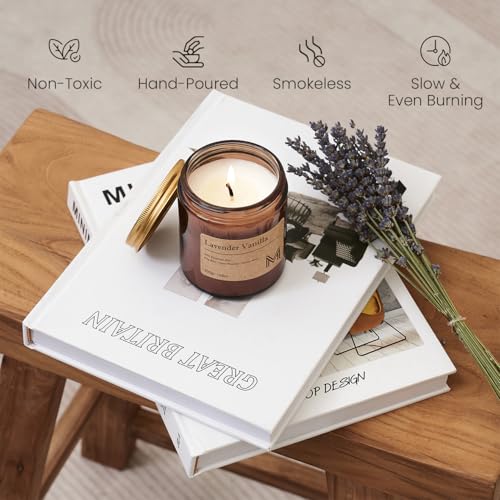 M&SENSE LavenderVanilla Scented Christmas Candle Gift, Aromatherapy Candle Set for Women, Soy Wax Candles Home Scented, Lo...